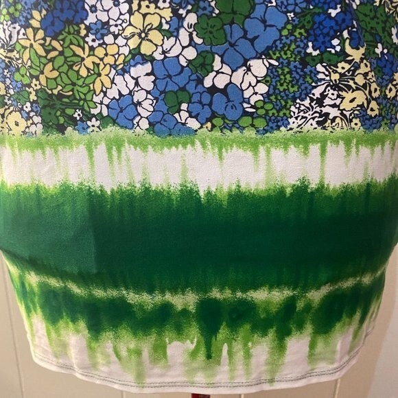New Direction Boho Floral Tie Die V-Neck Short Sleeve Womens Top Size L - Picture 7 of 10